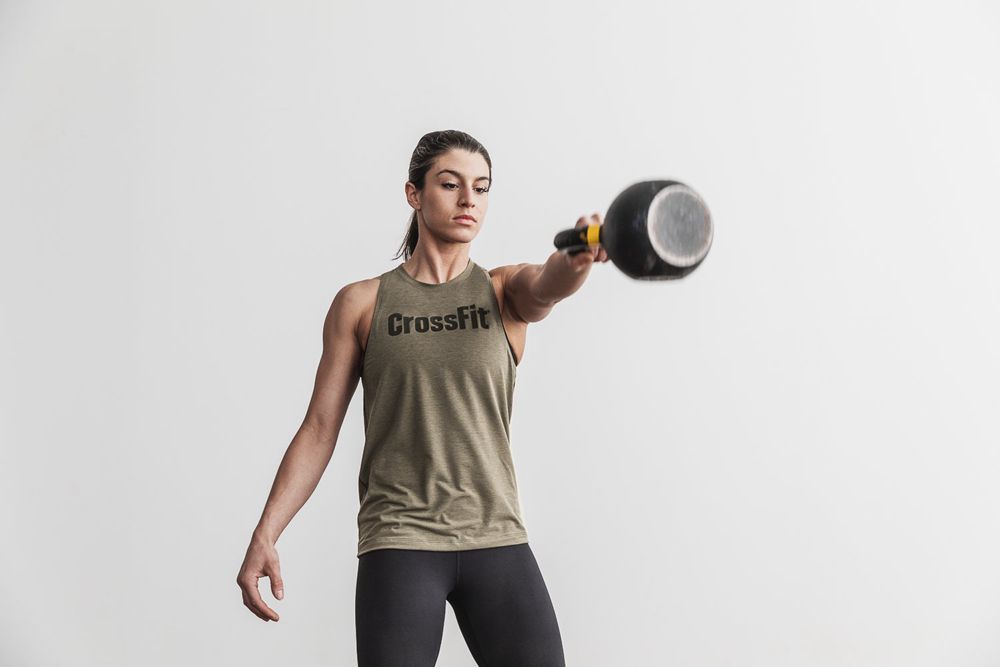 NOBULL Women's Crossfit® High-Neck Tank Tops - Army Green - Ireland (6910FKBIS)